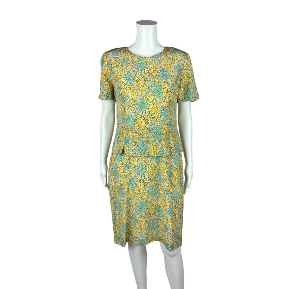Maggy London Petites Dress Women's Medium 10 Silk Multi Color Floral Sheath
